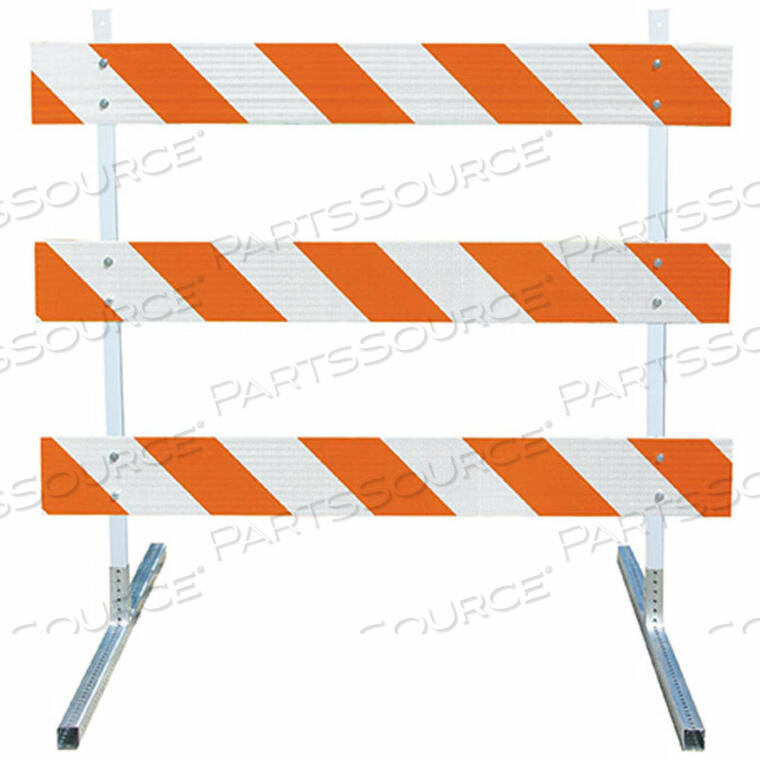 OEM#: 3306-EG-LR-DRILL-KITTYPE III BARRICADE W/ PLASTIC UPRIGHTS & STEEL TUBE FEET, ENGINEER STRIPED by Plasticade