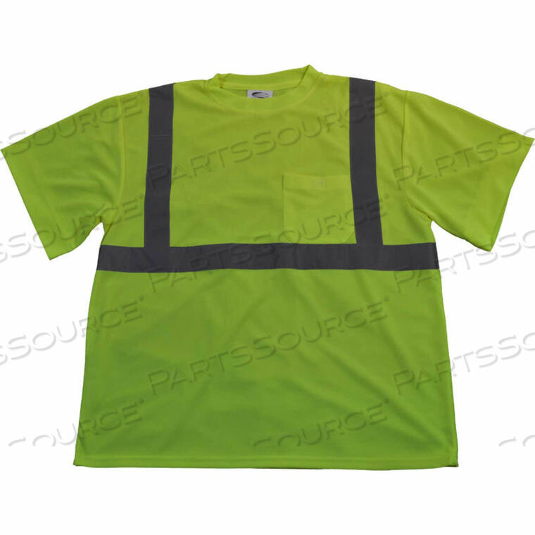 OEM#: LTS2-2XSHORT SLEEVE T-SHIRT, ANSI CLASS 2, POLYESTER BIRDSEYE MESH, LIME, 2XL by Petra Roc Inc