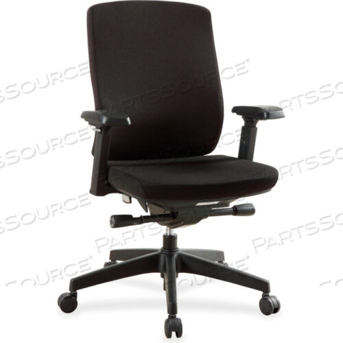 OEM#: LLR42172MID-BACK OFFICE CHAIR WITH ADJUSTABLE ARMS - FABRIC - BLACK by Lorell