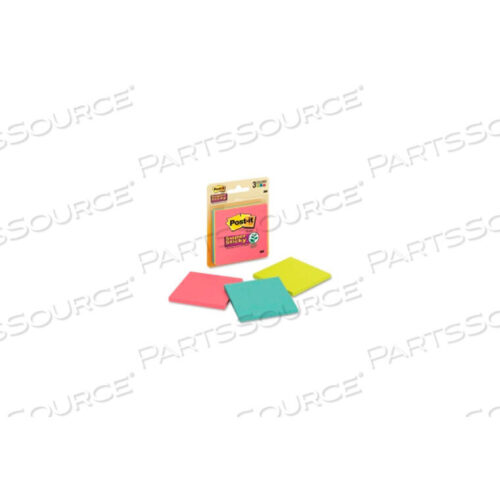 OEM#: 3321SSAUSUPER STICKY PADS, 3X3, 45 SHEETS/PAD, 3 PADS/PK, ASSORTED by 3M Consumer