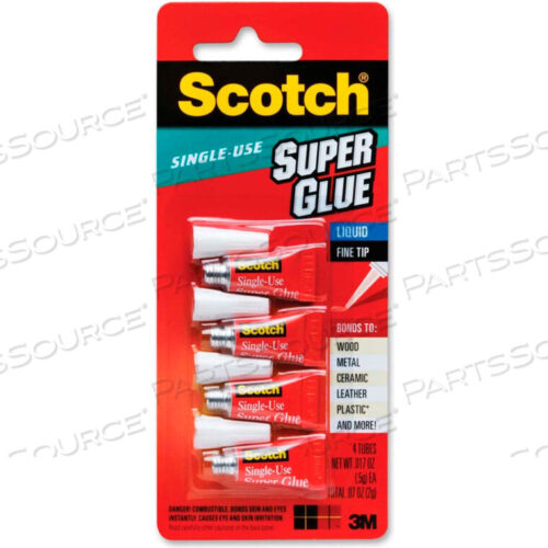 OEM#: AD114SUPER GLUE, SINGLE USE, POINTED TIP, .07OZ., 4/PK, CLEAR by 3M Consumer