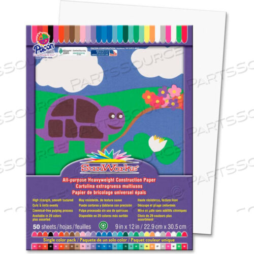 OEM#: 8703SUNWORKS GROUNDWOOD CONSTRUCTION PAPER, 9X12, BRIGHT WHITE, 50 SHEETS by Pacon