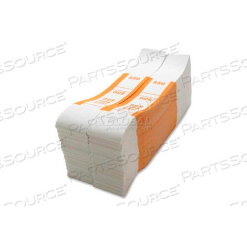 OEM#: BS50WKCOLOR-CODED QUICK STICK CURRENCY BAND $50 IN DOLLAR BILLS ORANGE, 1000 BANDS/PACK by Sparco Products