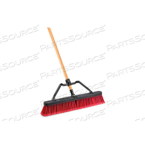 OEM#: 827PUSH BROOM W/HARD POLYMER SUPPORT BRACE, 24 MEDIUM DUTY BRISTLES WOOD HANDLE by Libman