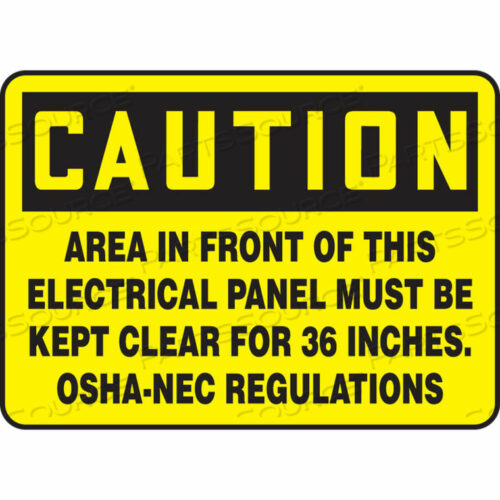 OEM#: MELC639VSCAUTION SIGN, AREA IN FRONT OF THIS ELECTRICAL, 10W X 7H, ADHESIVE VINYL by Accuform Manufacturing, Inc.