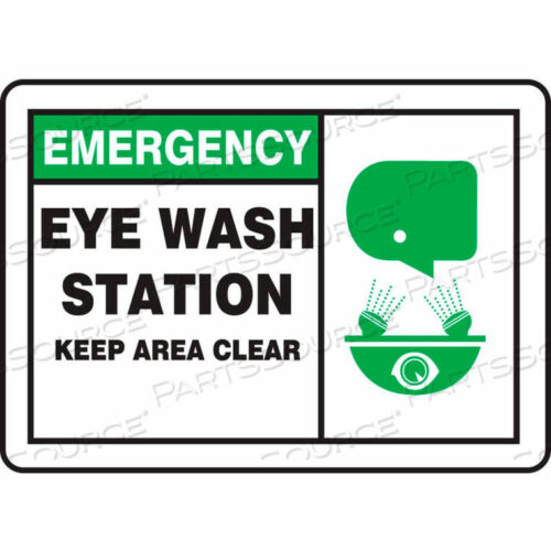 OEM#: MFSD927VAEMERGENCY SIGN, EYE WASH STATION KEEP AREA CLEAR (GRAPHIC), 14W X 10H, ALUMINUM by Accuform Manufacturing, Inc.
