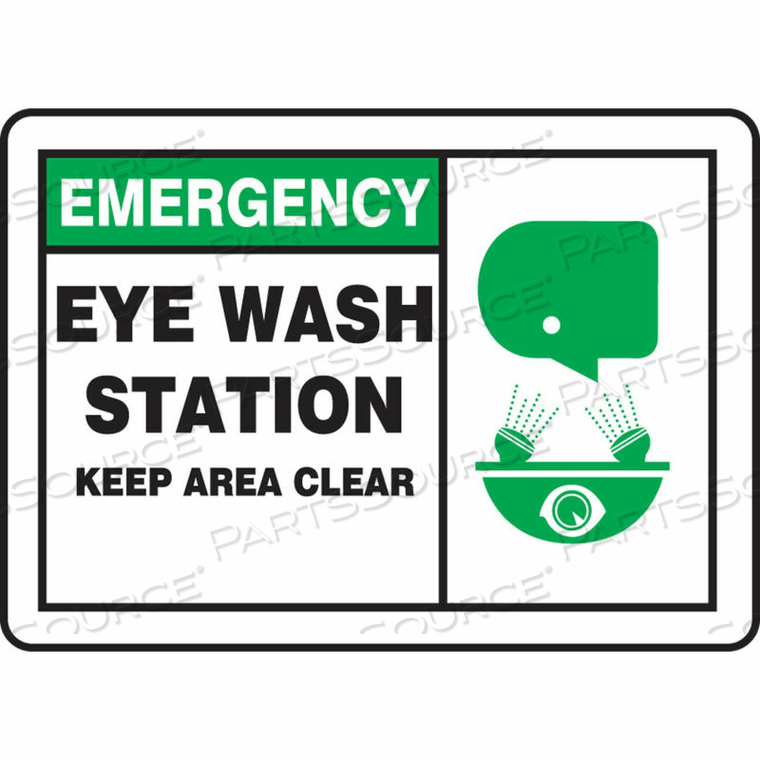 OEM#: MFSD928VSEMERGENCY SIGN, EYE WASH STATION KEEP AREA CLEAR, 10W X 7H, ADHESIVE VINYL by Accuform Manufacturing, Inc.