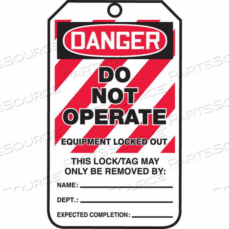 OEM#: MLT405LTPLOCKOUT TAG, DANGER DO NOT OPERATE, HS-LAMINATE, 25/PACK by Accuform Manufacturing, Inc.