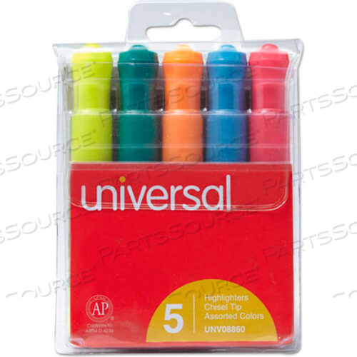 OEM#: 8860DESK HIGHLIGHTER, FIVE-COLOR SET, CHISEL TIP, POCKET CLIP by Universal Products