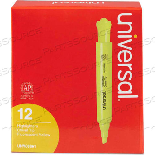OEM#: 8861DESK HIGHLIGHTER, CHISEL TIP, POCKET CLIP, FLUORESCENT YELLOW, DOZEN by Universal Products