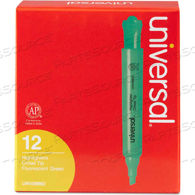 OEM#: 8862DESK HIGHLIGHTER, CHISEL TIP, POCKET CLIP, FLUORESCENT GREEN, DOZEN by Universal Products