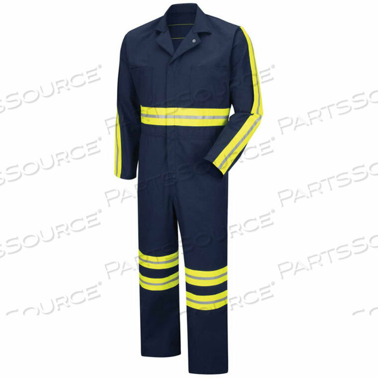 OEM#: CT10ENRG38RED KAP ENHANCED VISIBILITY ACTION BACK COVERALL, NAVY/YELLOW, POLYESTER/COTTON, REGULAR, 38 by VF Imagewear, Inc.
