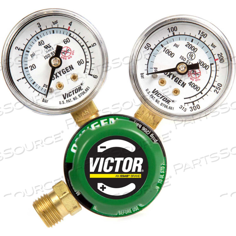 VICTOR REGULATOR SINGLE STAGE-OXYGEN G150-60-540R 020 A, BRASS, CGA-540, 3000 PSI
