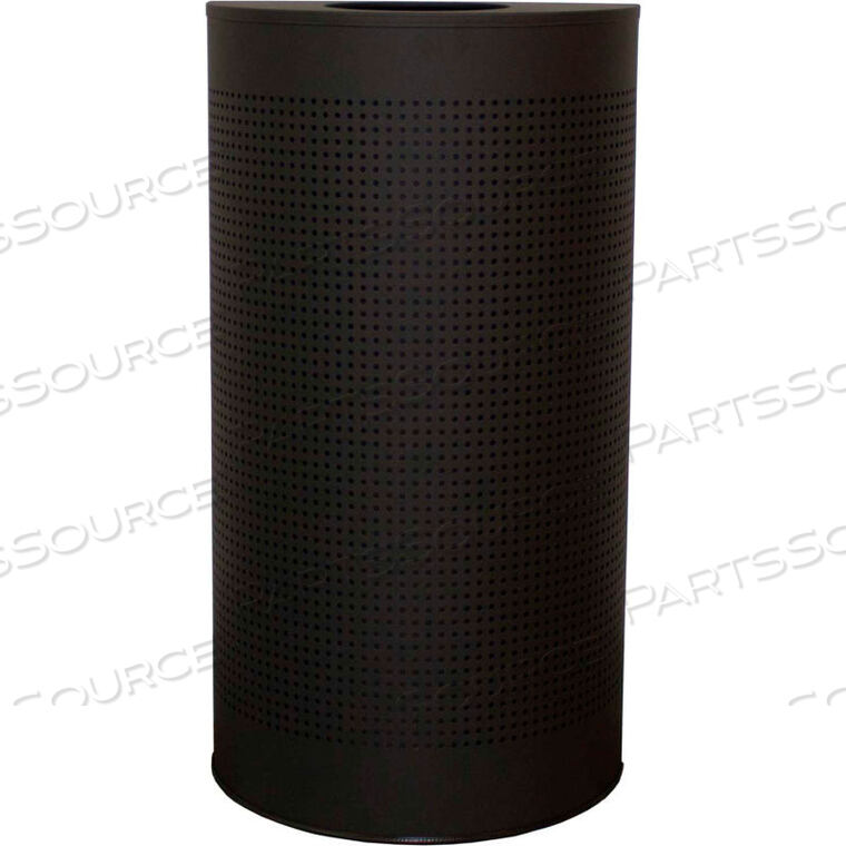 OEM#: CLHR12-BK12 GAL. STEEL HALF ROUND WASTE RECEPTACLE WITH LINER, BLACK by Witt Company