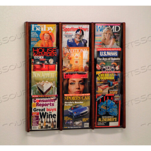 OEM#: AC34-12MH12 POCKET (3WX4H) ACRYLIC & OAK WALL DISPLAY - MAHOGANY by Wooden Mallet