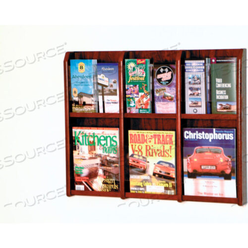OEM#: LM-9MH6 MAGAZINE/12 BROCHURE OAK & ACRYLIC WALL DISPLAY - MAHOGANY by Wooden Mallet