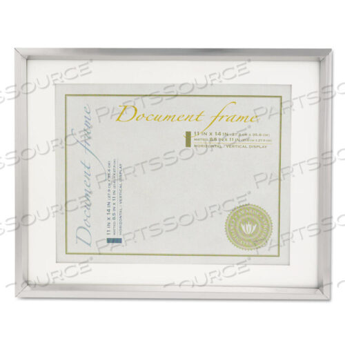 OEM#: UNV76854PLASTIC DOCUMENT FRAME WITH MAT, 11 X 14 AND 8.5 X 11 INSERTS, METALLIC SILVER by Universal