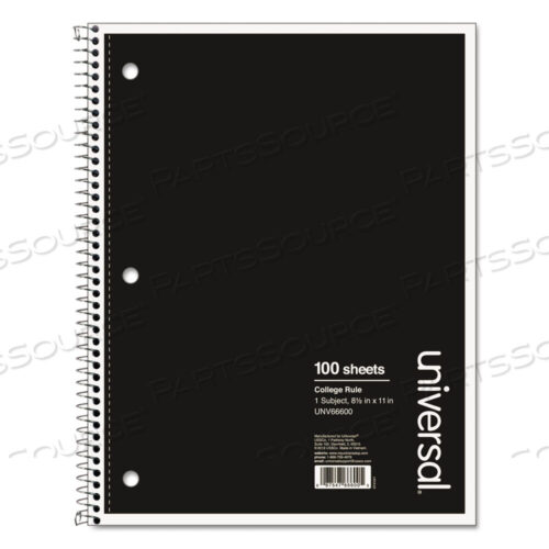 OEM#: UNV66600WIREBOUND NOTEBOOK, 1 SUBJECT, MEDIUM/COLLEGE RULE, BLACK COVER, 11 X 8.5, 100 SHEETS by Universal