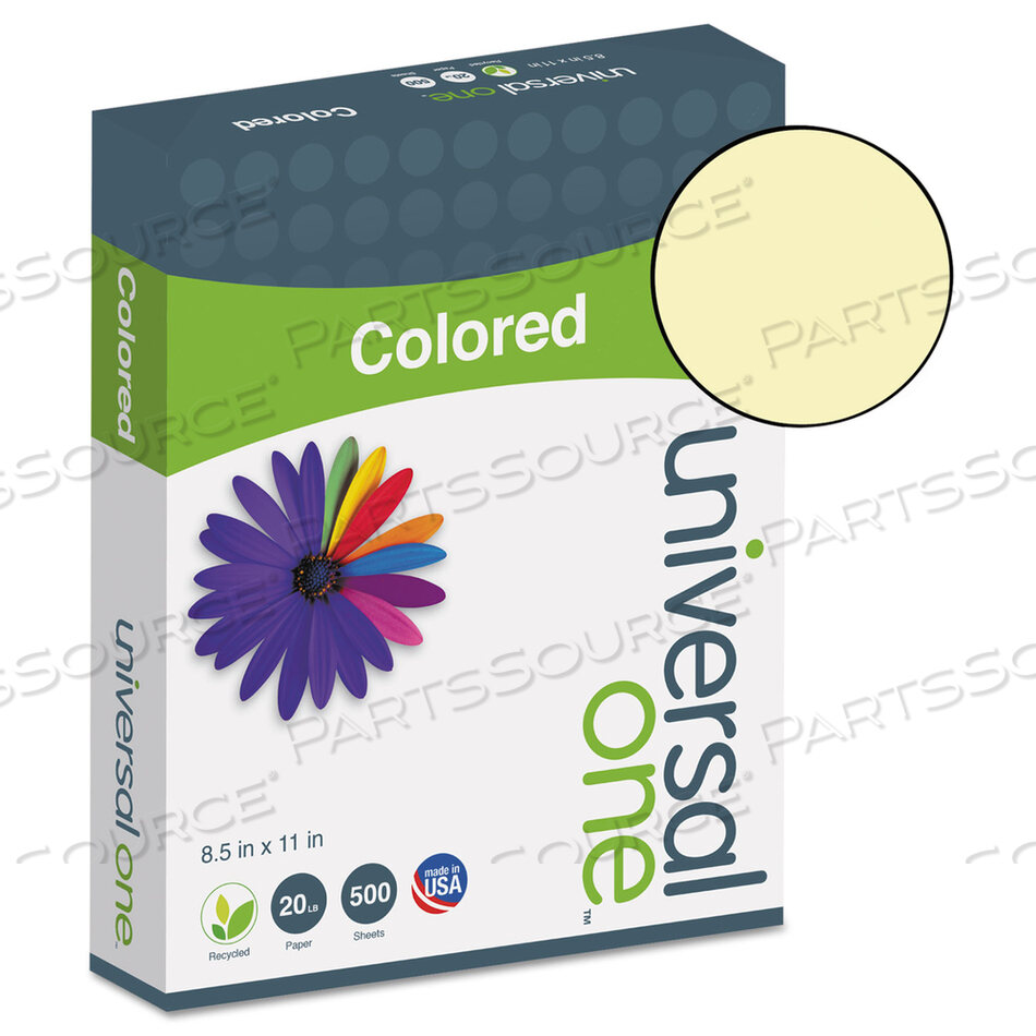 OEM#: UNV11201DELUXE COLORED PAPER, 20 LB BOND WEIGHT, 8.5 X 11, CANARY, 500/REAM by Universal