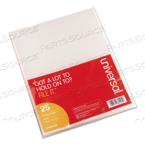 OEM#: UNV81525PROJECT FOLDERS, LETTER SIZE, CLEAR, 25/PACK by Universal