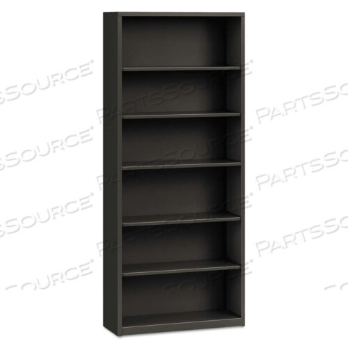 OEM#: HS82ABC.SMETAL BOOKCASE, SIX-SHELF, 34.5W X 12.63D X 81.13H, CHARCOAL by HON