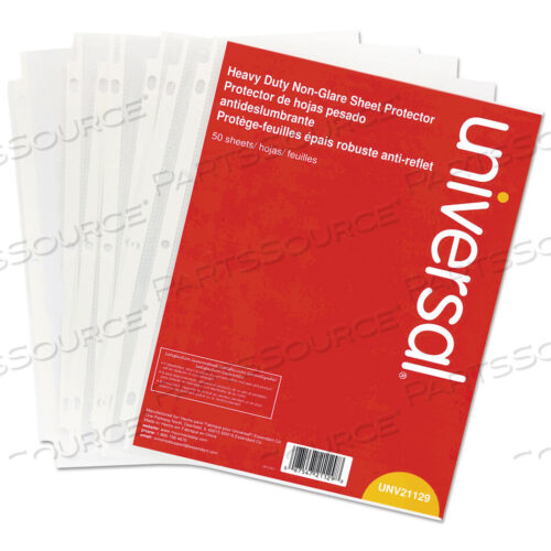 OEM#: UNV21129TOP-LOAD POLY SHEET PROTECTORS, HEAVY GAUGE, NONGLARE, CLEAR 50/PACK by Universal
