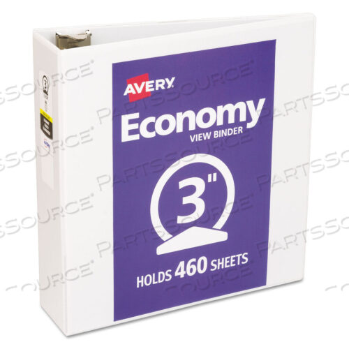 OEM#: 05741ECONOMY VIEW BINDER WITH ROUND RINGS, 3 RINGS, 3 CAPACITY, 11 X 8.5, WHITE, (5741) by Avery