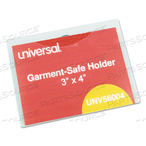 OEM#: UNV56004CLEAR BADGE HOLDERS W/GARMENT-SAFE CLIPS, 3 X 4, WHITE INSERTS, 50/BOX by Universal