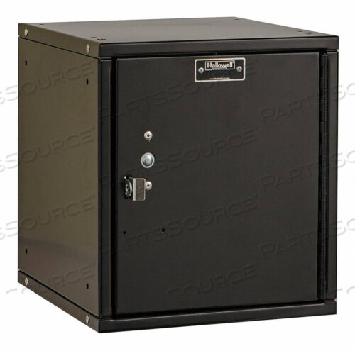 OEM#: HC121212-1PL-MECUBIX MODULAR LOCKER W/PLAIN DOOR & PADLOCK, 11-3/4WX11DX12-1/8H, BLACK, UNASSEMBLED by Hallowell