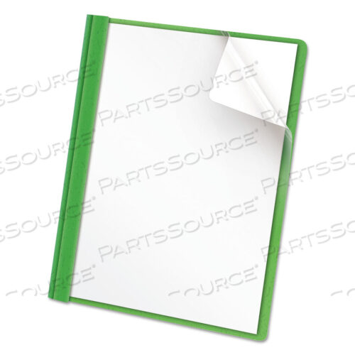 OEM#: UNV57124CLEAR FRONT REPORT COVER, PRONG FASTENER, 0.5 CAPACITY, 8.5 X 11, CLEAR/GREEN, 25/BOX by Universal