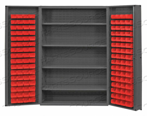 OEM#: DC48-128-4S-1795STORAGE BIN CABINET - 128 RED HOOK-ON BINS 4 ADJ. SHELVES 48W X 24D X 72H by Durham Manufacturing Company