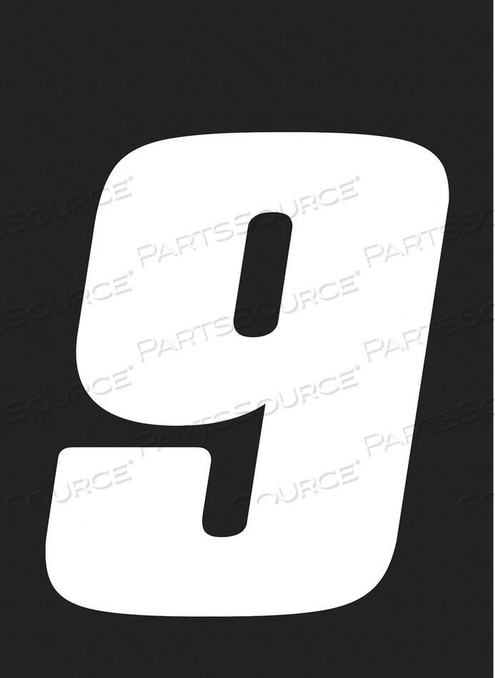 OEM#: DB73W-9NUMBER LABEL WHT VINYL 7IN. H NO. 9 PK3 by Hardline Products