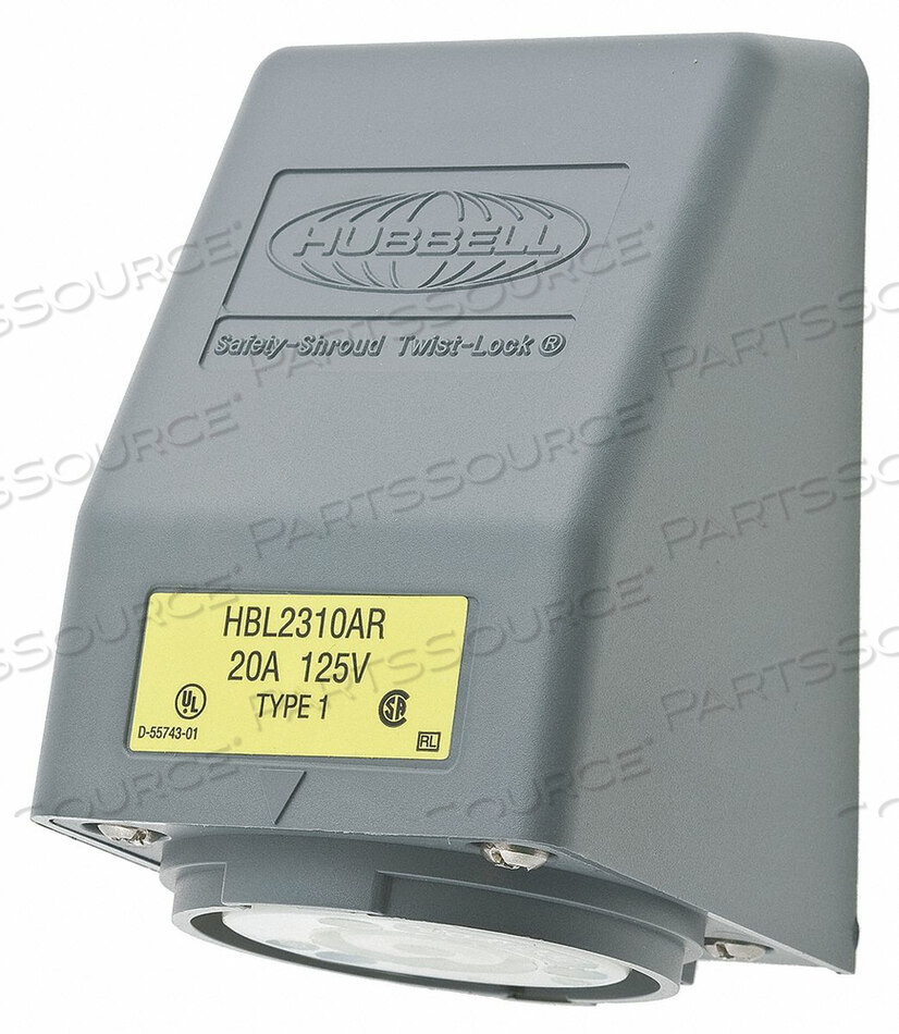 OEM#: HBL2310ARSINGLE LOCKING, 20A, 125V, 2P, 3W by Hubbell Incorporated, Wiring Device-Kellums