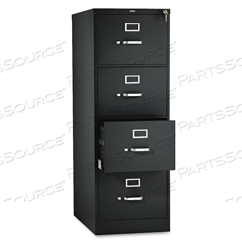 OEM#: H514C.P.P510 SERIES VERTICAL FILE, 4 LEGAL-SIZE FILE DRAWERS, BLACK, 18.25 X 25 X 52 by HON