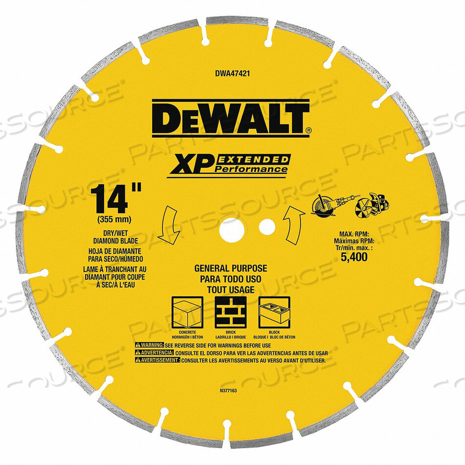 OEM#: DWA47421DIAMOND SAW BLADE BLADE DIA 14 IN. by DeWalt