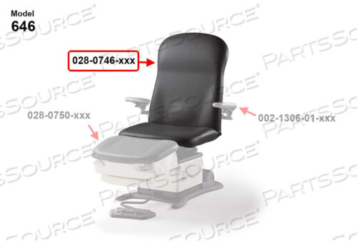 OEM#: 028-0746-999646-647 SEAT BACK, PREMIUM - SPECIAL COLORS by Midmark Corp.