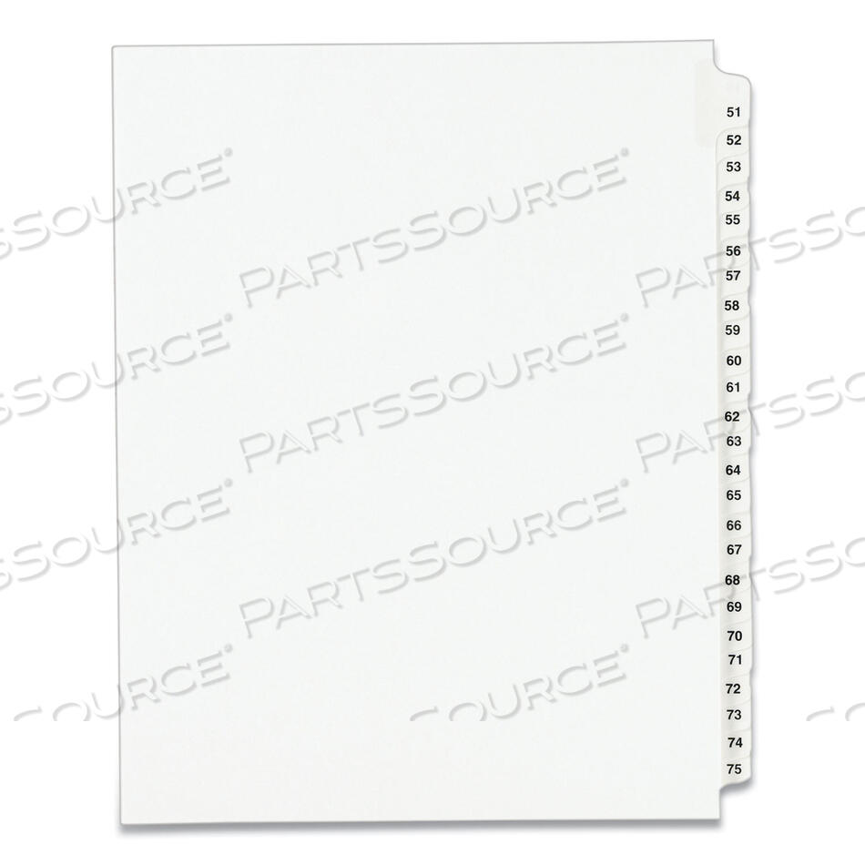 OEM#: 01332PREPRINTED LEGAL EXHIBIT SIDE TAB INDEX DIVIDERS, AVERY STYLE, 25-TAB, 51 TO 75, 11 X 8.5, WHITE, 1 SET, (1332) by Avery