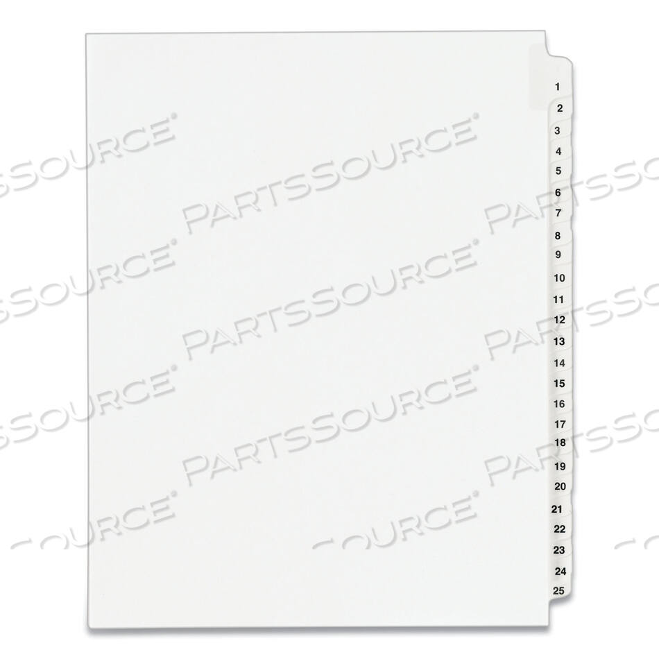OEM#: 01330PREPRINTED LEGAL EXHIBIT SIDE TAB INDEX DIVIDERS, AVERY STYLE, 25-TAB, 1 TO 25, 11 X 8.5, WHITE, 1 SET, (1330) by Avery
