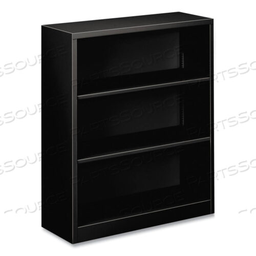 OEM#: HS42ABC.PMETAL BOOKCASE, THREE-SHELF, 34.5W X 12.63D X 41H, BLACK by HON