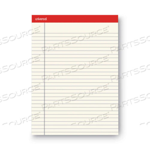OEM#: UNV35882COLORED PERFORATED RULED WRITING PADS, LETTER SIZE PAD (8.5 X 11.75), WIDE/LEGAL RULE, 50 IVORY 8.5 X 11 SHEETS, DOZEN by Universal