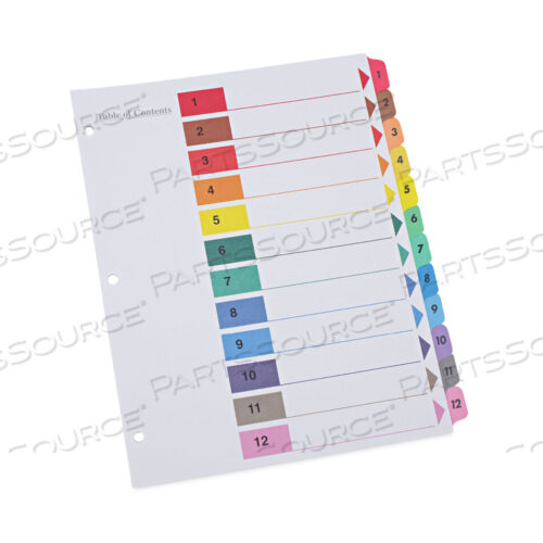 OEM#: UNV24806DELUXE TABLE OF CONTENTS DIVIDERS FOR PRINTERS, 12-TAB, 1 TO 12, TABLE OF CONTENTS, 11 X 8.5, WHITE, 6 SETS by Universal