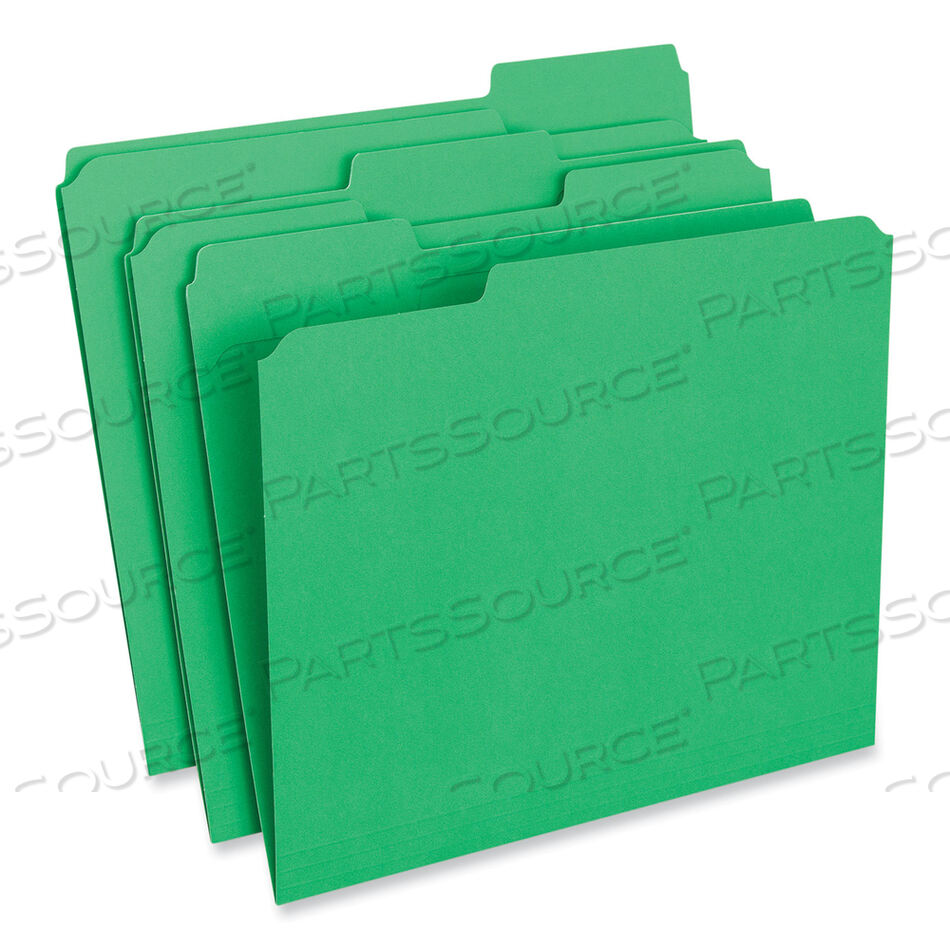 OEM#: UNV16162REINFORCED TOP-TAB FILE FOLDERS, 1/3-CUT TABS: ASSORTED, LETTER SIZE, 1 EXPANSION, GREEN, 100/BOX by Universal