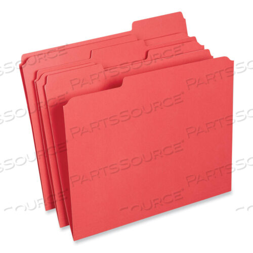OEM#: UNV16163REINFORCED TOP-TAB FILE FOLDERS, 1/3-CUT TABS: ASSORTED, LETTER SIZE, 1 EXPANSION, RED, 100/BOX by Universal