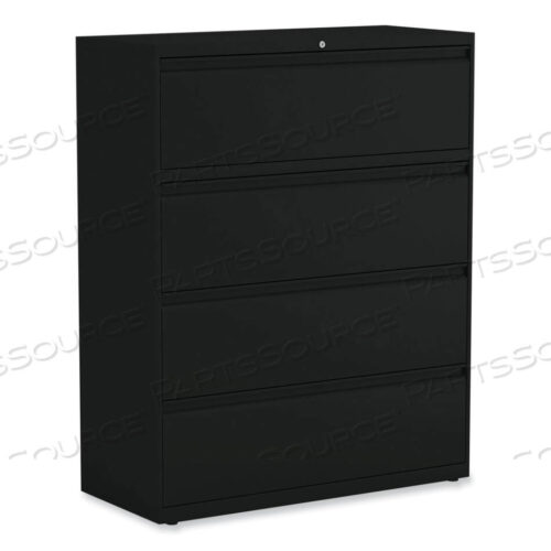 OEM#: 25509LATERAL FILE, 4 LEGAL/LETTER-SIZE FILE DRAWERS, BLACK, 42 X 18.63 X 52.5 by Alera