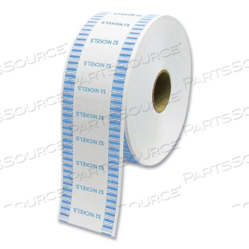 OEM#: 575035AUTOMATIC COIN WRAPPER ROLL FOR COIN WRAPPING MACHINES, NICKELS, $2.00, KRAFT/BLUE, 2,000/ROLL, 8 ROLLS/CARTON by CONTROLTEK