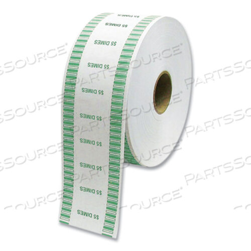OEM#: 575036AUTOMATIC COIN WRAPPER ROLL FOR COIN WRAPPING MACHINES, DIMES, $5.00, KRAFT/GREEN, 2,000/ROLL, 8 ROLLS/CARTON by CONTROLTEK