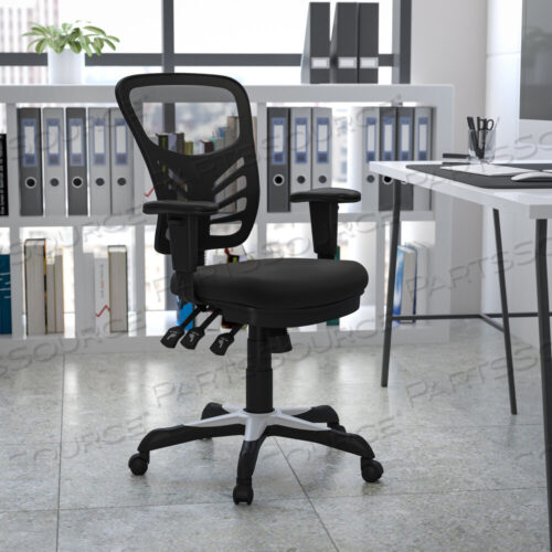 OEM#: HL-0001-GGNICHOLAS MID-BACK BLACK MESH MULTIFUNCTION EXECUTIVE SWIVEL ERGONOMIC OFFICE CHAIR WITH ADJUSTABLE ARMS by Flash Furniture