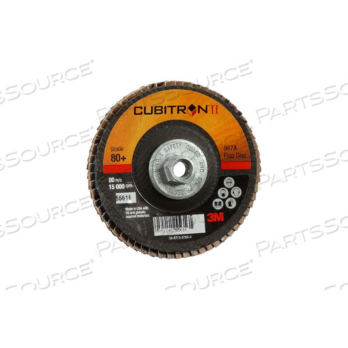 OEM#: 70103089437010308943 3M™ CUBITRON™ II 967A DISC, 4 INCH DIA, 80 GRIT, RIGHT ANGLE, FLAP by 3M Consumer
