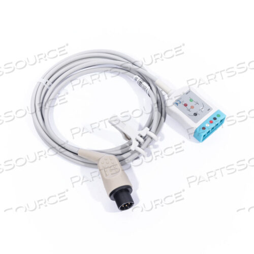 Replaces Mindray North America 0012-00-1255-053/5 LEAD 10 FT REUSABLE ECG CABLE