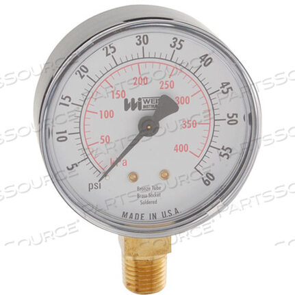 Replaces Hobart Corporation 00-918460GAUGE, WATER PRESSURE, 0-60 PSI